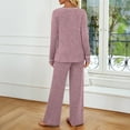 thumbnail image 4 of SUNBS Long Sleeve Lounge Sets for Women Casual Two Piece Outfits Wide Leg Pants with Pockets Crewneck Pajamas Clothing, 4 of 7