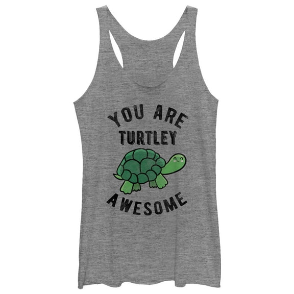 Women's CHIN UP Turtley Awesome  Racerback Tank Top Gray Heather Small