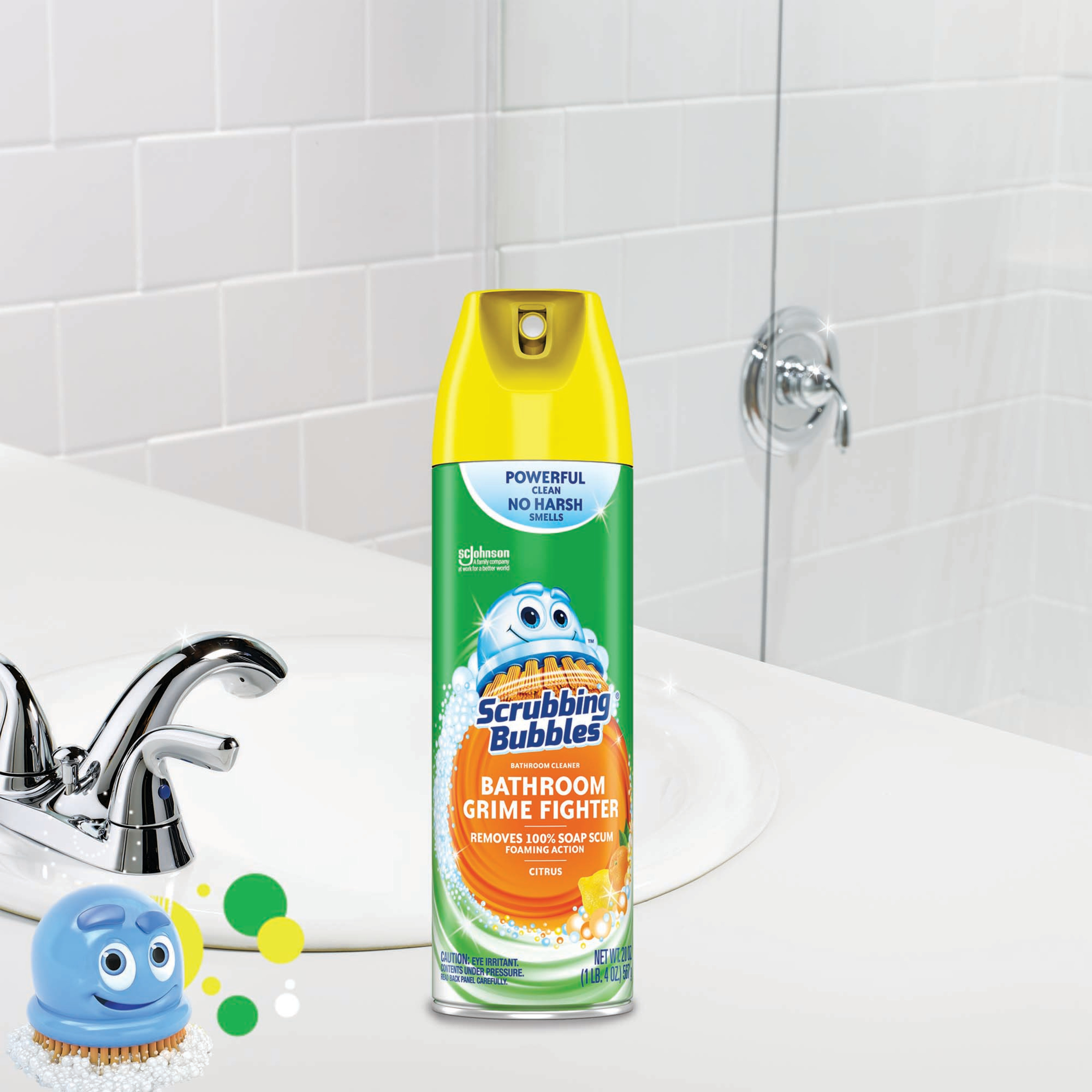 Scrubbing Bubbles Bathroom Grime Fighter Disinfectant Cleaner Aerosol, Citrus, 20 oz, 2 Count - image 4 of 13