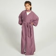 thumbnail image 3 of IDOPIP Kids Girls Muslim Abaya Long Sleeve Snap Front Dress with Belt Robe Kimono Dubai Hijab Dress, 3 of 8