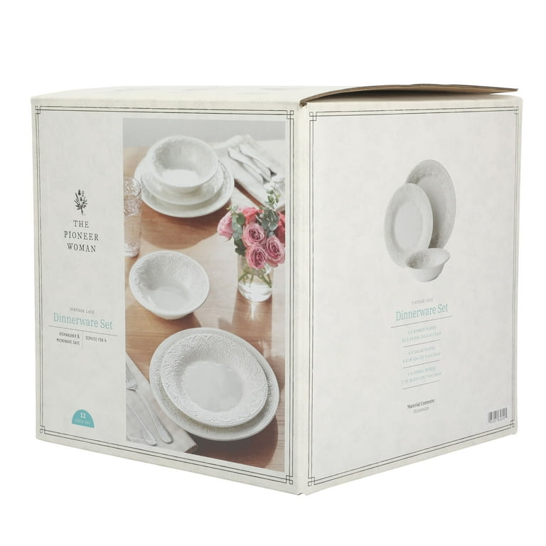 The Pioneer Woman Vintage Lace 12-Piece Ceramic Dinnerware Set
