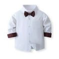 thumbnail image 6 of Toddler Baby Boy Outfit Spring Fall Button Down Long Sleeve Elastic Waist 0-24M Party Wear Set 2PCS, 6 of 7