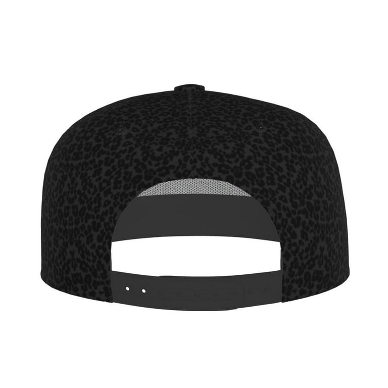 Cheetah Black Leopard Flat Brim Trucker Cap Adjustable Snapback