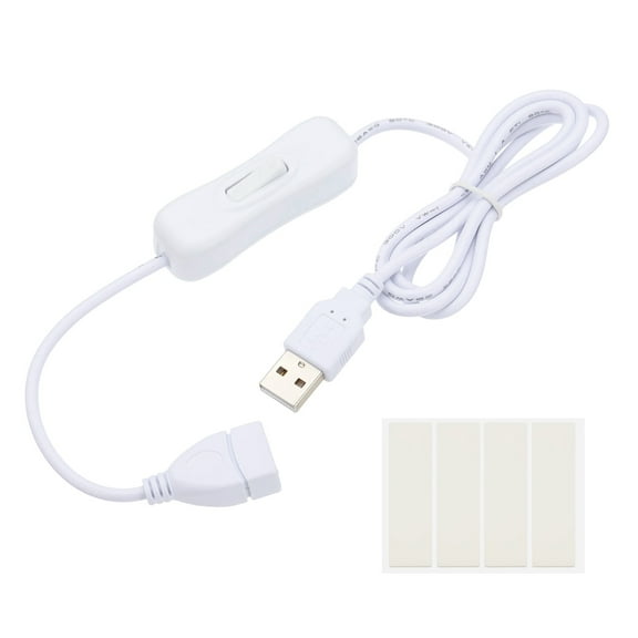 Uxcell 3.28ft USB Cable with ON/Off Switch 1 Pcs USB Male to Female Extension Cord for LED Desk Lamp White