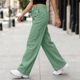 thumbnail image 6 of ZHYou No Boundarie Women's Cargo Wide Leg Pants High Waist Straight Casual Loose Fit Workwear Trousers with Flap Pockets,Green,Size XL, 6 of 8
