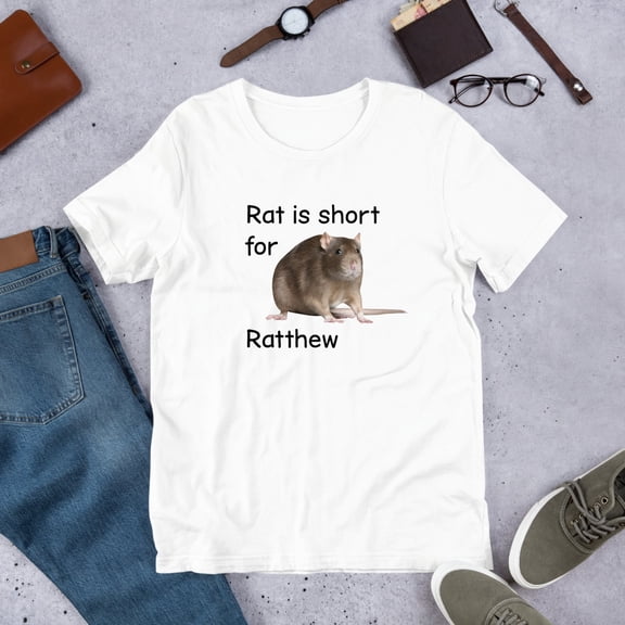 Rat Is Short For Ratthew T-Shirt Funny Rat Meme Graphic Tee, Ironic Humor Weirdcore Shirt
