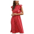 thumbnail image 1 of Vestido HUOGUO, casual, manga mariposa, volantes, chifón, para mujer, 1 of 5