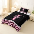 thumbnail image 2 of Manfei Leopard Print Letter I Bow Twin Comforter Sets, Rhinestone Bedding Set for Girls Women, Black Reversible, 2 Pieces, 2 of 6