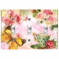 thumbnail image 1 of Metal Light Switch Plate Outlet Cover Flower Rose Teacup ROS005, 1 of 13