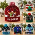 thumbnail image 2 of Gorro de Navidad tejido con luz LED, Papá Noel, alce, dibujos animados, gorro tejido para niños, regalo de Año Nuevo, decoración navideña, 2 of 4