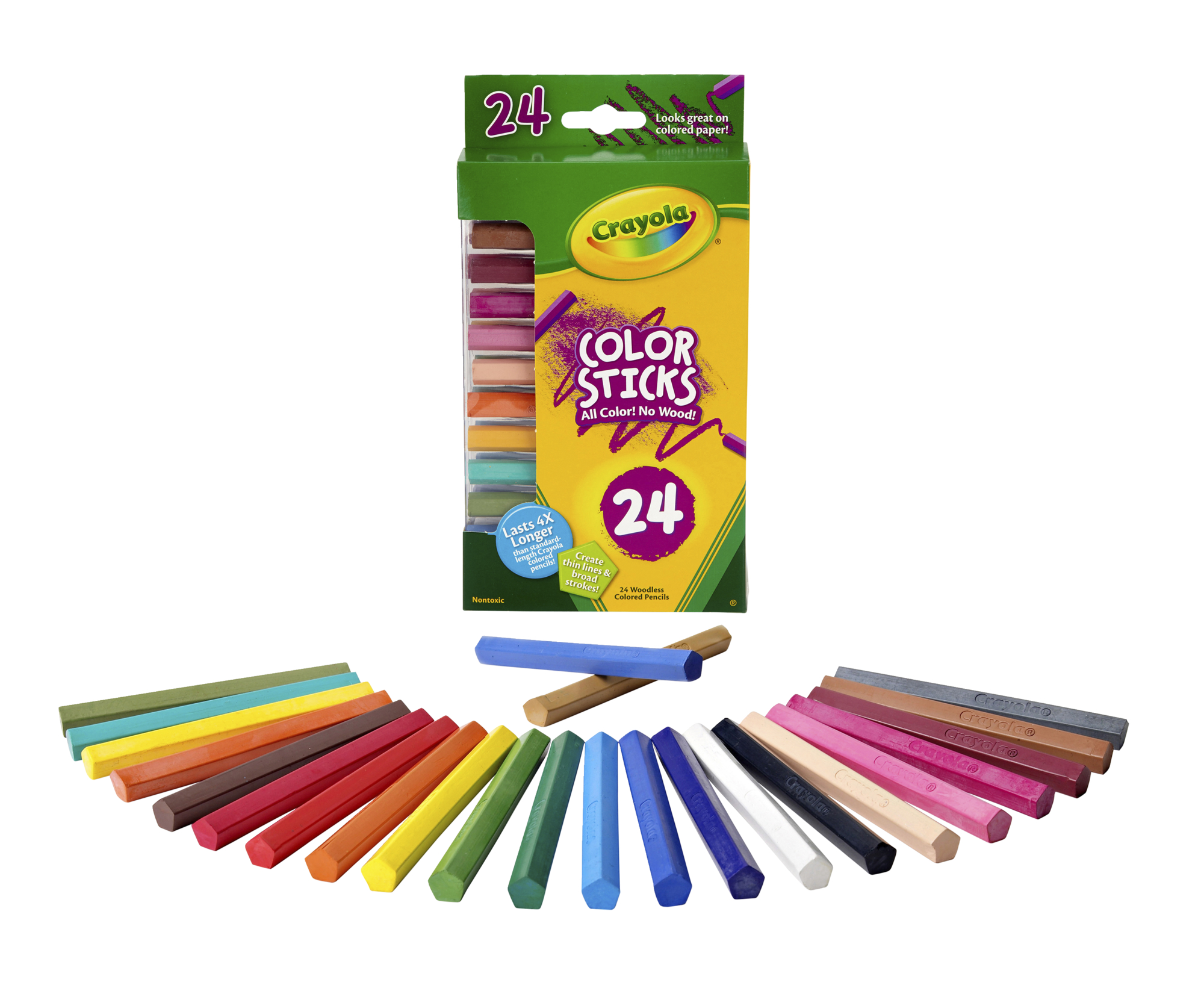 Crayola Color Sticks Woodless Pentagon Colored Pencils, Assorted Colors, Set of 24 - image 2 of 4