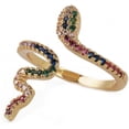 thumbnail image 1 of HUGFEGWE Bagues Serpent Plaquées Or Mignonnes pour Femmes Filles Arc-en-Ciel CZ Bagues Réglables Extensibles Bague Empilable Ouverte Bague de Doigt Bijou de la Saint-Valentin Anniversaire Anniversaire CA919-119425, 1 of 4