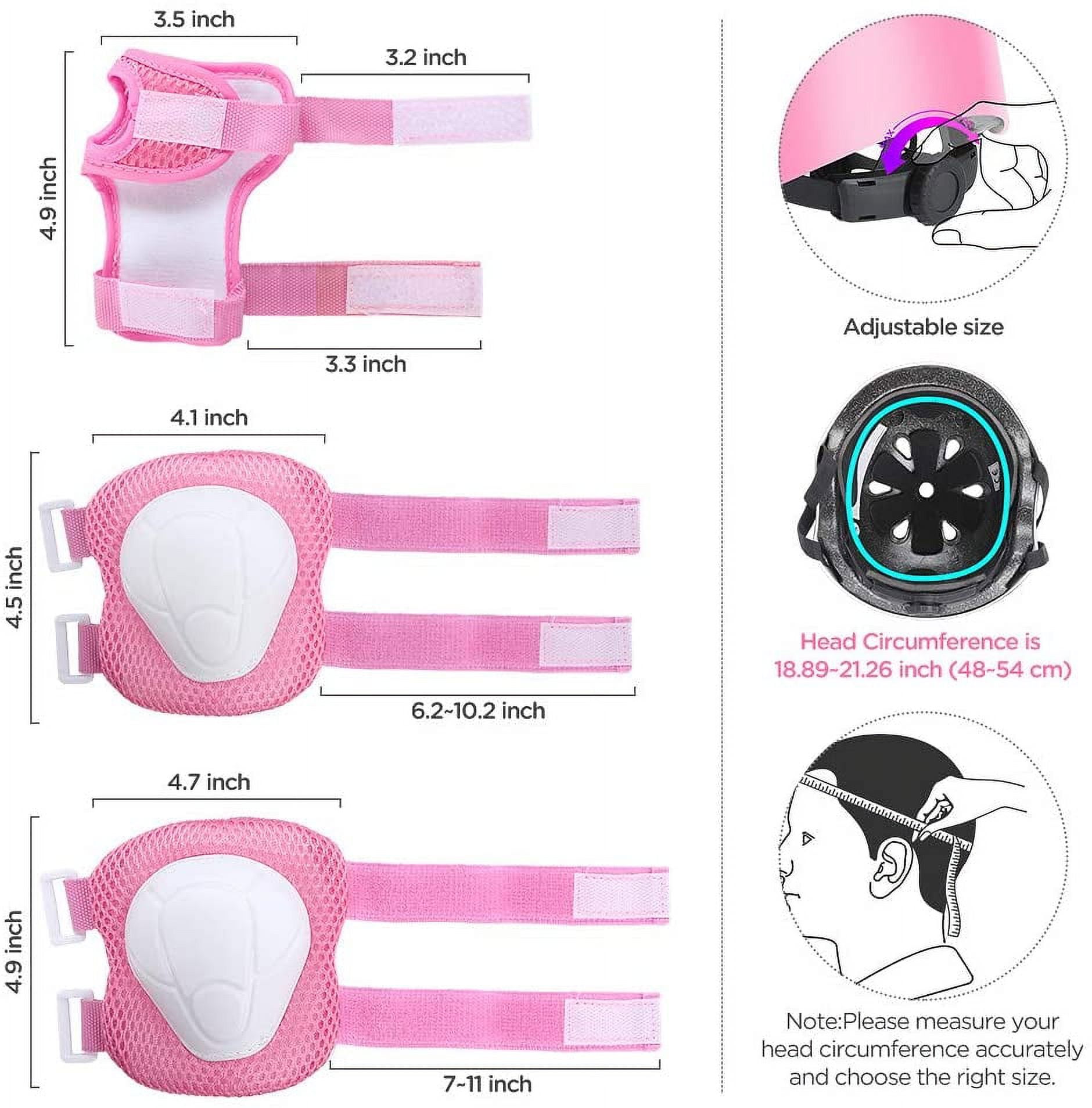 Somnr Kids Bike Helmet, Toddler Helmet for Ages 8-14 Boys Girls with Sports Protective Gear Set Knee Elbow Wrist Pads for Skateboard Cycling Scooter Rollerblading-Pink