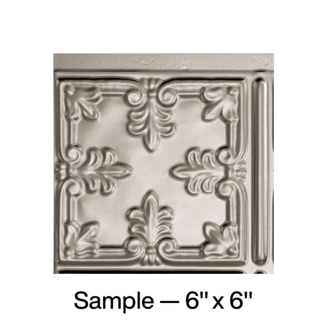 FASÄDE Traditional Style 10 Decorative Vinyl Backsplash Panel in Brushed Nickel (6X6 Inch Sample)