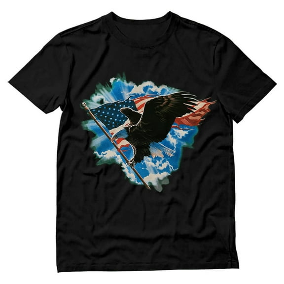 Freedom's Eagle" Men's T-shirt - 4th of July Celebratory Shirt with American Flag - Ideal Independence Day Gift for Patriotic Men - Large Black