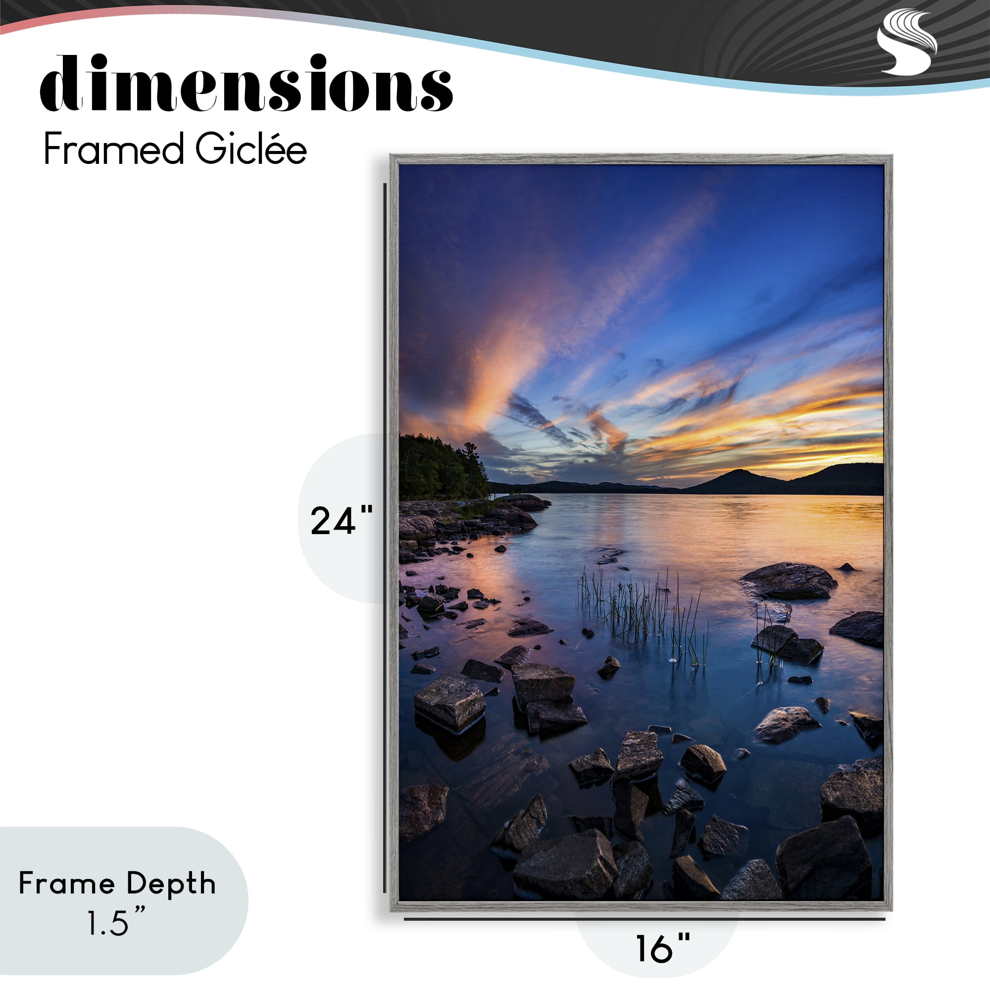 Stupell Industries Sunrise on Piseco Lake Gray Framed Giclee Art, design by Jonathan Zaharek