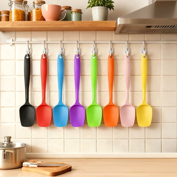 16 Pcs Silicone Spatulas Set, Rubber Spoonulas Non Stick Baking Tool with 8 Colors, 8.3 in, One Piece Design for Cooking, Baking