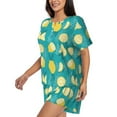 thumbnail image 2 of Bingfone Lemon Blue Print Pajamas Sets for Women Soft Short-Sleeved Pjs with Lounge Shorts Two Piece Sleepwear, 2 of 8