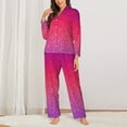 thumbnail image 2 of Fuzoiu Light Purple Glitter Print Women's Long-Sleeved Pajama,Lounge Button Down Nightwear,Womens Notch Collar Pajama Set-Medium, 2 of 7