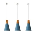 thumbnail image 1 of FSLiving H-Style Track Mount Pendant Fixture Scandinavian Style Pendant Lights for Kitchen Hanging Lamp Modern Wood and Aluminium Light Customizable,Blue - 3 Lights, 1 of 6