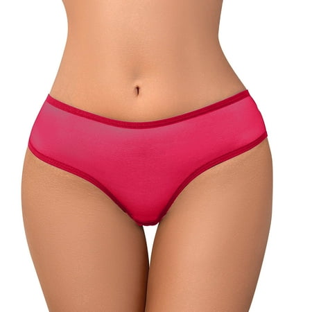 QYZEU Ladies Underwear Panties Solid Color Underwear Panties for Women Translucent Crochet Lace Up Panty Sexy Hollow Out Bikini Underwear for Women Red XL