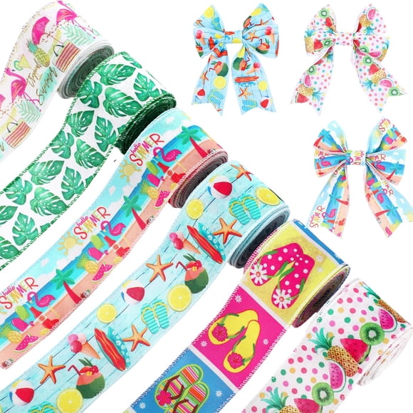 Cinta de verano Tigeen, 6 rollos, 5 cm, arpillera con alambre, 30 m