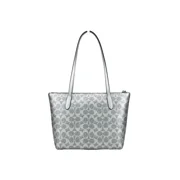 Coach Women's Fiona Small Zip Tote Bag in Signature Canvas (Gray / Silver)