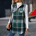 thumbnail image 6 of CCRFTGI Womens Vests Flannel Plaid Print Cardigan Vest Casual Lapel Sleeveless Blazer Jackets Outerwear 2025 Fall Winter Open Front Button Down Jackets Green S, 6 of 8