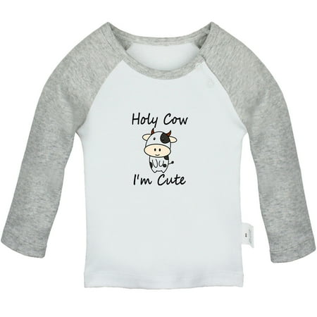 

Holy Cow I m Cute Funny T shirt For Baby Newborn Babies T-shirts Infant Tops 0-24M Kids Graphic Tees Clothing (Long Gray Raglan T-shirt 18-24 Months)