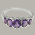 thumbnail image 5 of LBG British Made 10k White GoldWomens Ring Natural Amethyst Band Ring - 33 size options - Size 7.5, 5 of 6