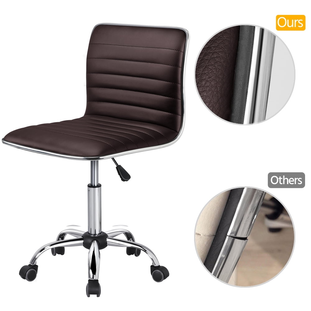 Yaheetech Adjustable PU Leather Office Chair with Wheels, Brown