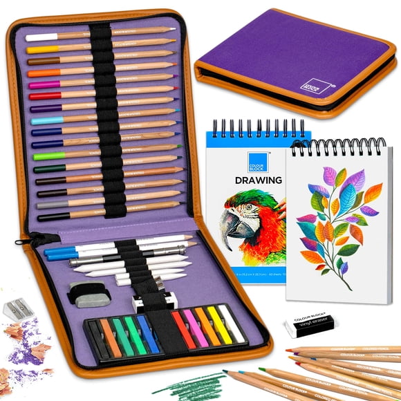 Set de arte portátil para dibujo COLOUR BLOCK de 40 piezas con estuche