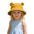 thumbnail image 4 of BRGZLK Baby Boys Girls Cotton Sun Hat Summer 2026 Solid Color Cute Ears Breathable Bucket Hat UV Protection Tie-Back Beach Cap Orange 1-2T, 4 of 6