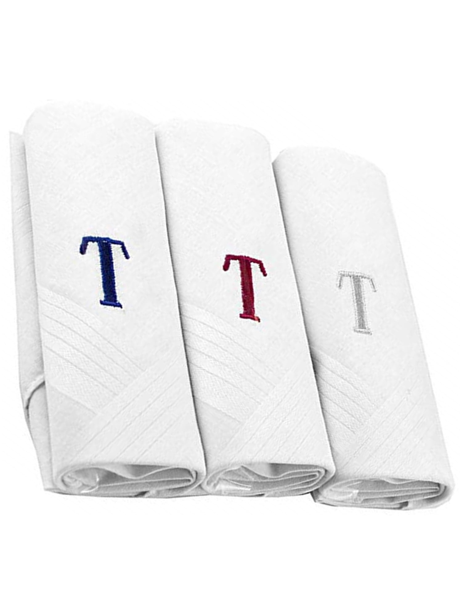 Monogrammed Boxed 3 Piece Set,100% Cotton Initial Handkerchief for Men 