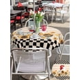 thumbnail image 5 of Outdoor Tablecloth with Umbrella Hole for Patio/Picnic/Party/Camping, Sunflowers Rooster Waterproof Table Cloth Round Cover Washable, Farmhouse Vintage Beige Wooden Plaid (Dia 54"), 5 of 8