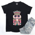 thumbnail image 3 of Pink and Teal Nutcracker Patchwork Print - Women's Garment Dyed Graphic T-Shirt, 3 of 8