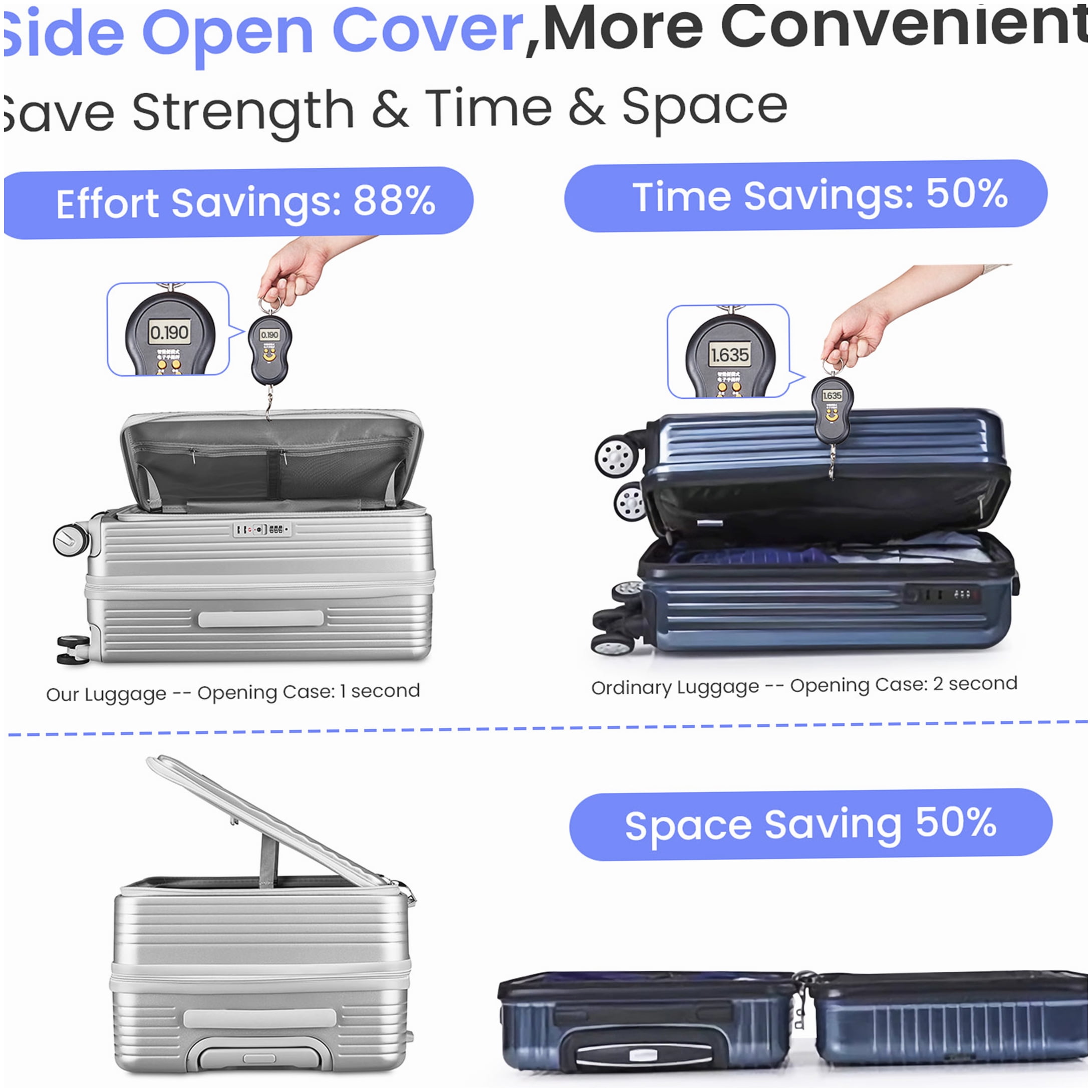 Expandable Lightweight Hardside Luggage 3-Piece Set with Spinner Wheels, TSA Lock & Laptop Sleeve, Silver