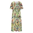 thumbnail image 4 of Nuoqisi Womens Summer Floral Maxi Dress Casual Boho V Neck Ruffle Short Sleeve Beach Long Dresses, 4 of 5