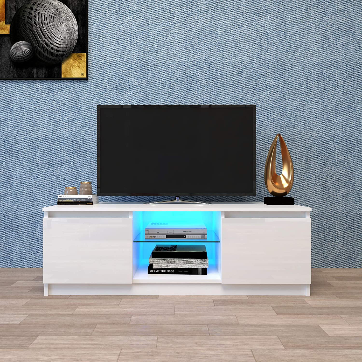 Details about   TV Stand Entertainment Center Media Console Furniture Wood Storage Cabinet 