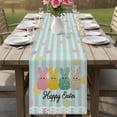 thumbnail image 4 of Easter Table Runner 48 Inches, Polka Dot Bunny Farmhouse Vintage Green Striped Bed Runner Dresser Scarves Tabletop for Indoor Outdoor Parties/Ceremony/Banquet, 13" x 48", 4 of 8