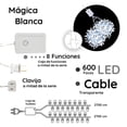 thumbnail image 2 of Serie Navideña Decorativa Luz Led Blanca Importadora La Merced  600 focos 8 funciones 27 m, 2 of 4