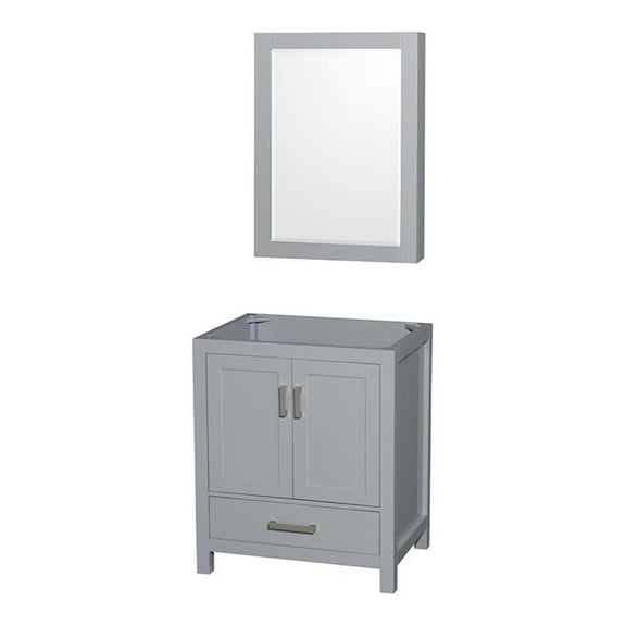 Wyndham Collection Sheffield 30 Inch Single Bathroom Vanity in Gray, No Countertop, No Sink, and Medicine Cabinet