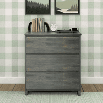 Max & Lily Solid Wood Modern Farmhouse 3 Drawer Dresser, Driftwood