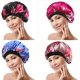thumbnail image 1 of Paquete de 4 gorros de dormir de satén suave, gorro de salón de banda ancha, gorro de noche de seda para dormir, gorro para la caída del cabello para mujeres, 4 estilos, 1 of 5