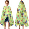 thumbnail image 3 of Rooster and Sunflower Green Pattern Hooded Bath Towel Wrap for Teens Ages 3 To 12, Soft Lightweight Quick Dry Microfiber Bath Beach Pool, 60"x35", 3 of 6