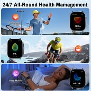 Smart Watch Fits for Android and iPhone, 2.01 AMOLED HD Curved Screen, Bluetooth Calls/Answer, Fitness Tracker, 110+ Sport Modes, Smart Watch for Men Women, IP68 Waterproof Smartwatch, Gifts
