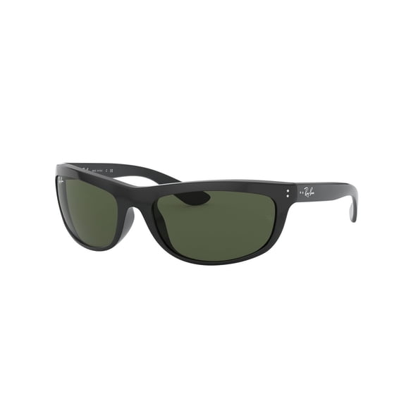 RAY-BAN RB4089 BALORAMA Rectangle Shape Sunglasses Polished Black Frame | G-15 Green Lens 62mm