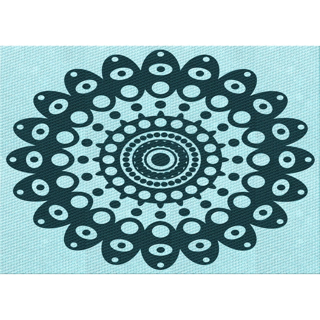 Ahgly Company Tapis Rectangulaire Lavable en Machine Intérieur Transitionnel Moyen Vert Sarcelle, 6 Pieds x 9 Pieds