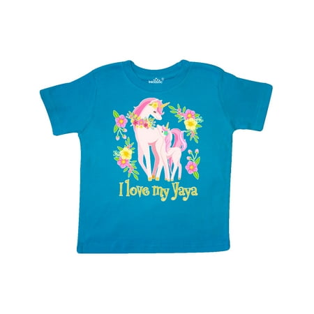 

Inktastic I Love My Yaya Unicorn with Pink and Yellow Flowers Gift Toddler Boy or Toddler Girl T-Shirt