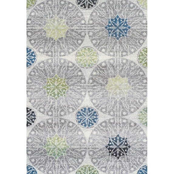 Dalyn Finesse Area Rugs - FN161 Transitional Ivory Circles Lines Dots Geometric Rug